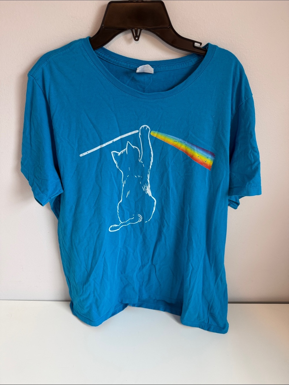 Port and Company Blue Cat Rainbow Graphic Tee